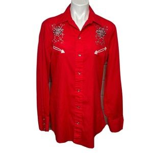 Vintage California Ranchwear H Bar C Longtail Western Shirt Red Cowboy Cowgirl